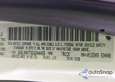2016 Ram 2500 Tradesman from USA, damaged, VIN 3C6LR4AT3GG244483